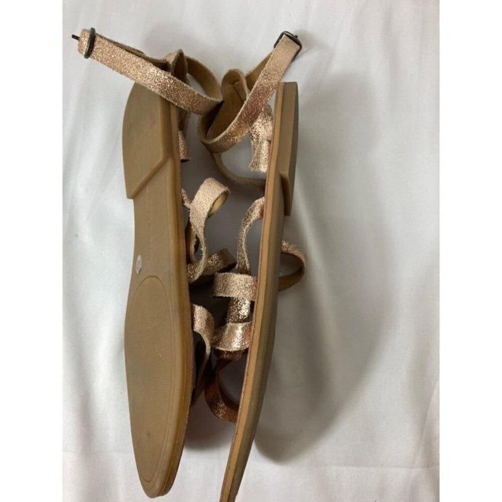 Womens Lucky Brand‎ Leather Strappy Ankle Wrap Sandals Rose Gold 7.5 - Picture 4 of 8